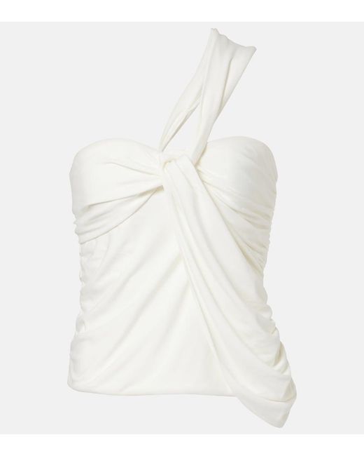 Jonathan Simkhai White Draped Jersey Top