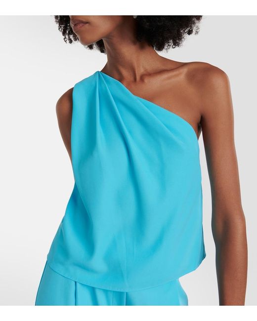 The Sei Blue One-Shoulder Crepe Top