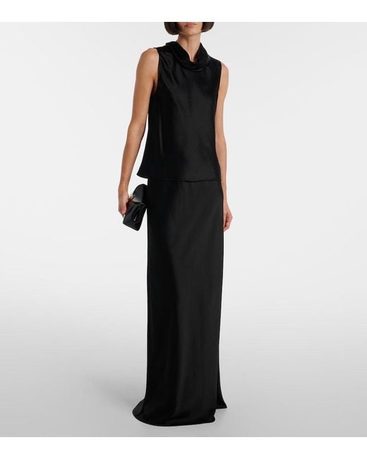 Leset Black Barb Satin Top
