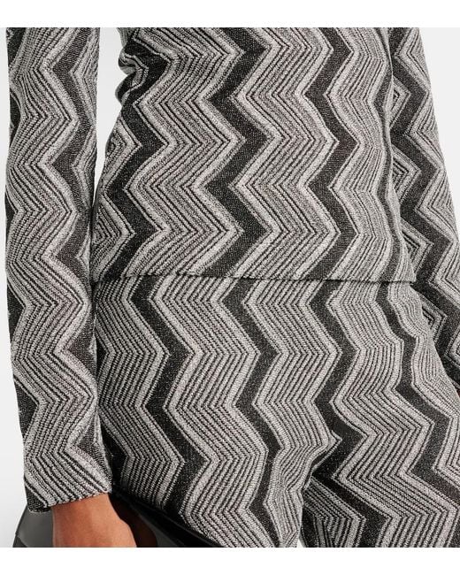 Missoni Gray Zig Zag Metallic Knit Sweater