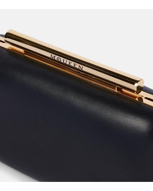 Alexander McQueen Black T-Bar Leather Box Clutch