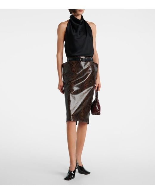 Stella McCartney Brown Snake-Effect Midi Skirt