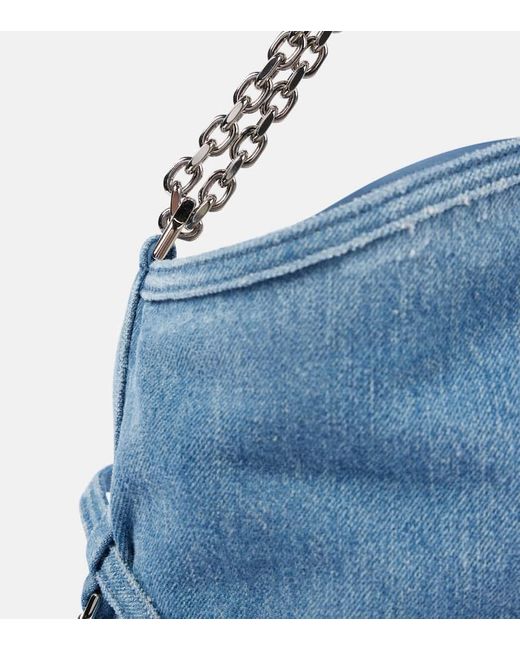 Givenchy Blue Schultertasche Voyou Chain Medium aus Denim