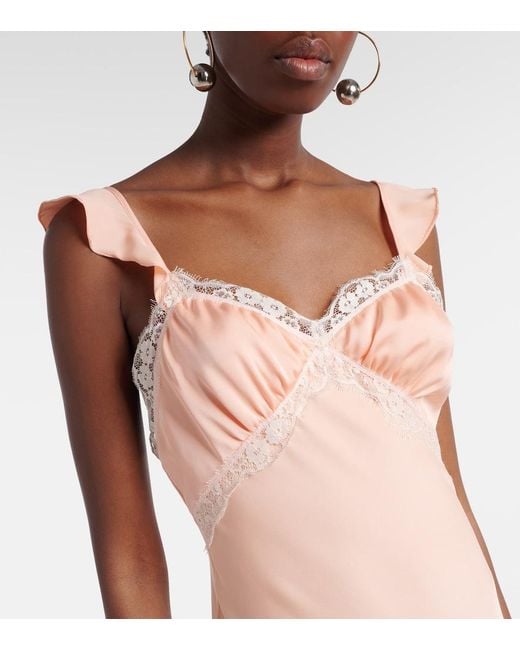 Faithfull The Brand Pink Sella Lace-Trimmed Satin Maxi Dress