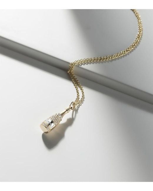 Sydney Evan White Champagne Bottle 14Kt Pendant Necklace With Diamonds