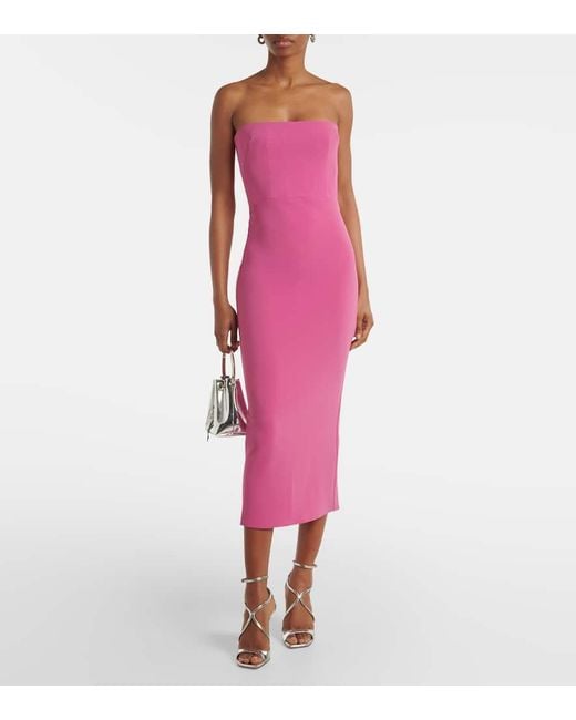 Alex Perry Pink Strapless Midi Dress