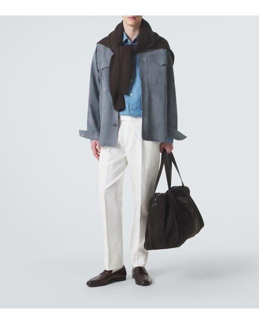 Zegna White Cotton And Linen Straight Pants for men