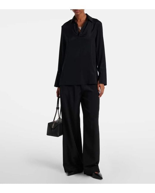 パンツ MAX MARA BONN COMFORT TROUSERS IN CREPE DE CHINE STRETCH Comfortable trousers in stretch crêpe de Chine, ivory