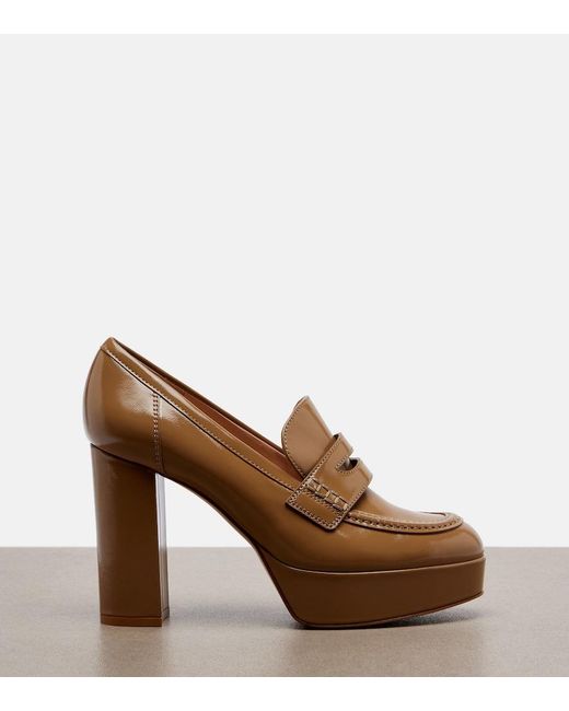 Gianvito Rossi Brown Jenna Leather Loafer Pumps