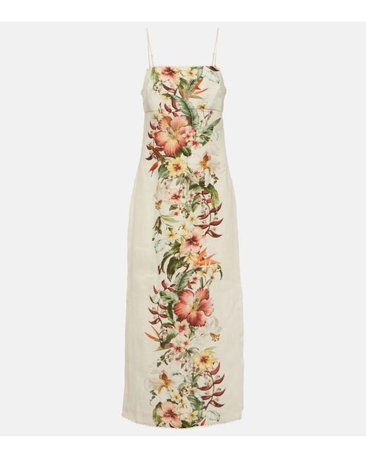 Zimmermann Metallic Lexi Floral Linen Maxi Dress