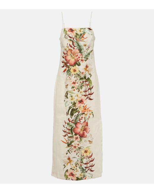 Vestido largo Lexi de lino floral Zimmermann de color Metallic