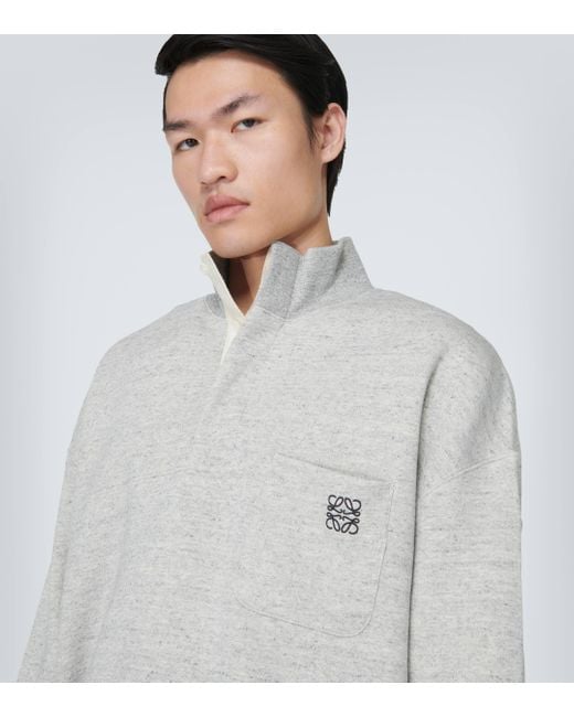 Loewe White Cotton Fleece Sweatshirt for men