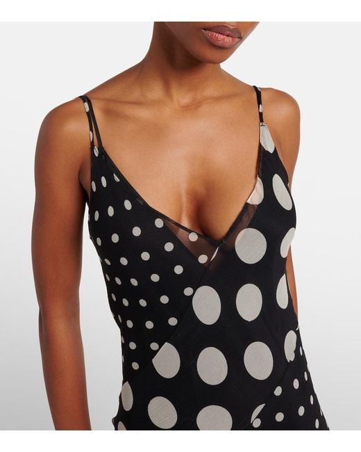 Nina Ricci Black Polka-Dot Silk Maxi Dress