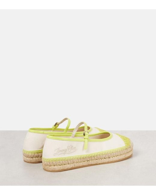 Jimmy Choo Yellow Aciel Leather-Trimmed Canvas Espadrilles