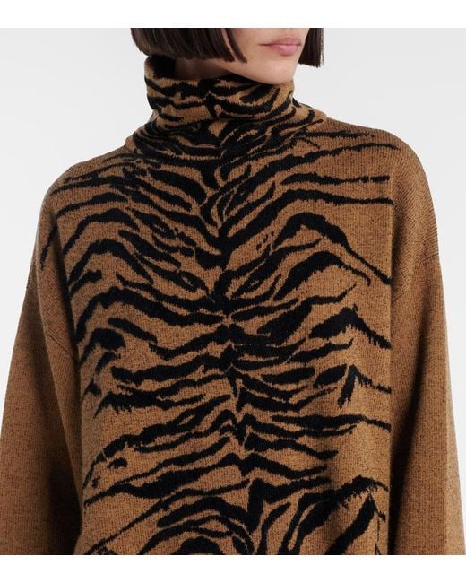 Alaïa Brown Jacquard Turtleneck Sweater