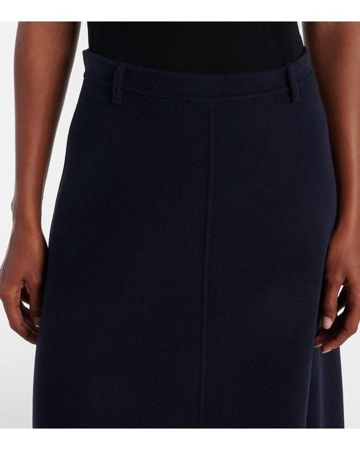 Max Mara Blue Gloria Virgin Wool Midi Skirt