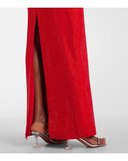 Self-Portrait Red Embellished Cutout Crepe Gown