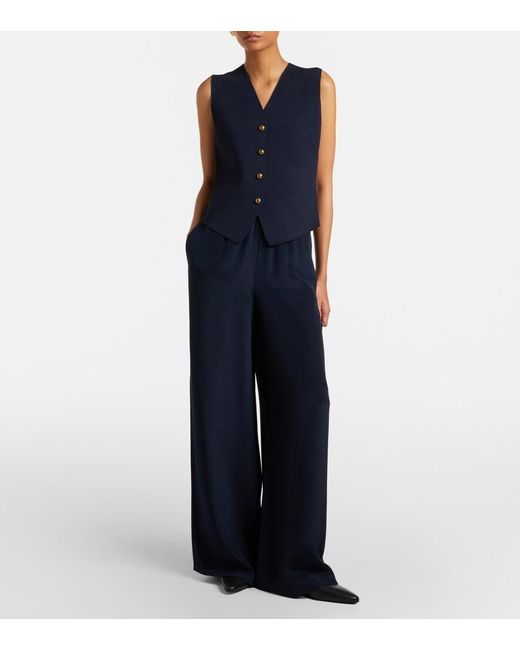 Max Mara Blue Volonta Silk Palazzo Pants