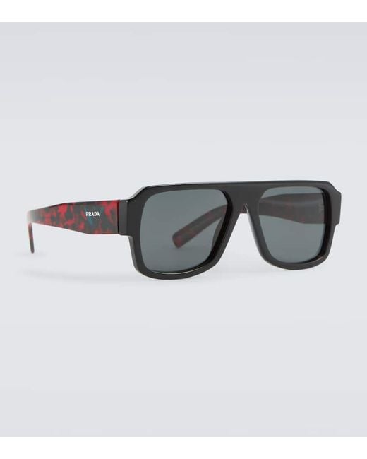 Prada Gray Square Acetate Sunglasses for men