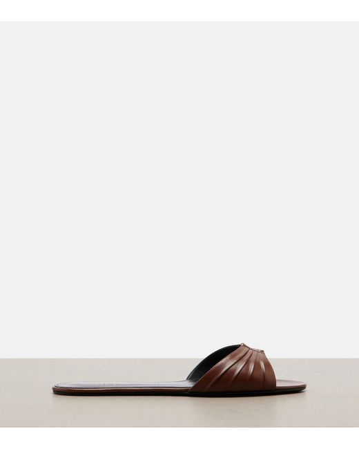 Saint Laurent Brown Babylone Leather Slides