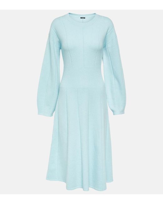 Joseph Blue Wool-Blend Sweater Dress