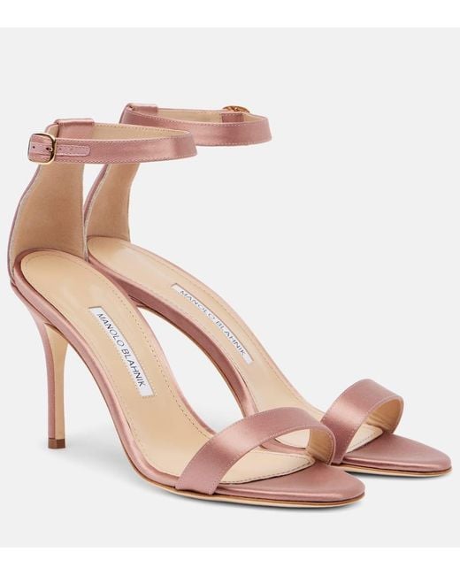 Manolo Blahnik Pink Sandalen Chaos Aus Satin