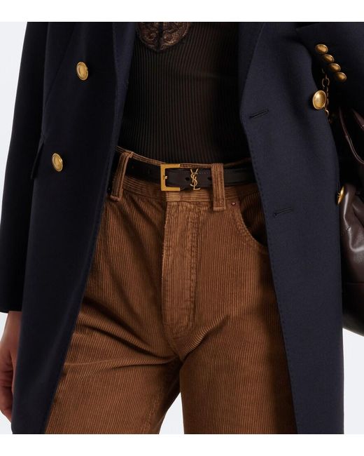Saint Laurent Black Cassandre Leather Belt