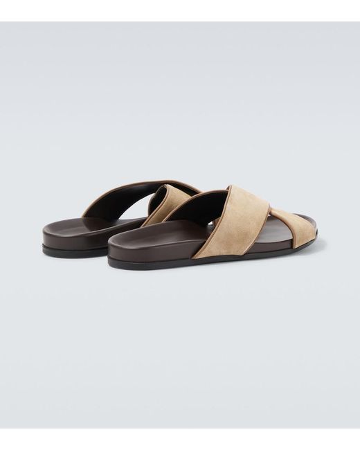 Manolo Blahnik Brown Chiltern Suede Slides for men