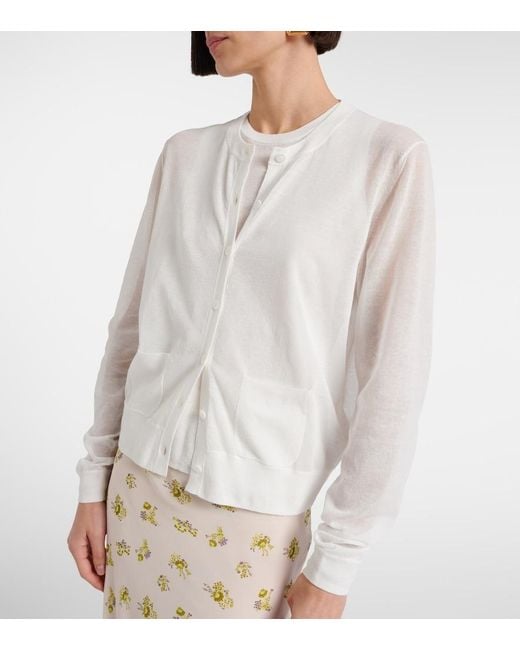 Dorothee Schumacher White Summer Semi-Sheer Cotton-Blend Cardigan
