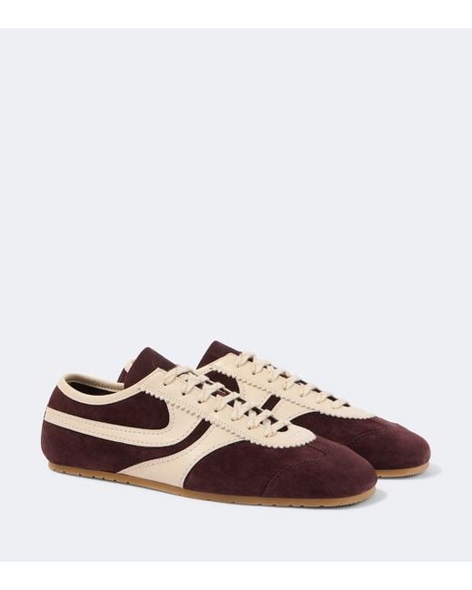 Dries Van Noten Brown Leather-Trimmed Suede Sneakers for men