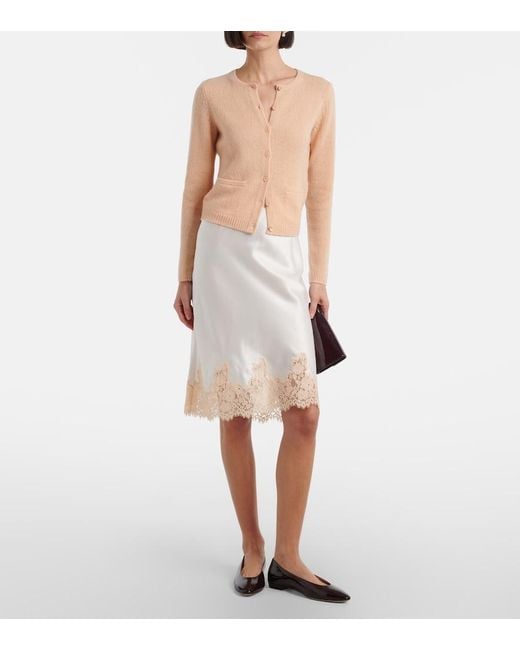 Doen White Elowette Lace-Trimmed Silk Longuette