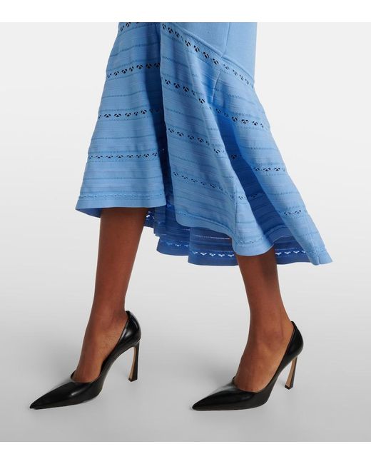 Victoria Beckham Blue Knitted Midi Skirt