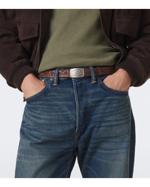 RRL Brown Coleman Leather Belt for men