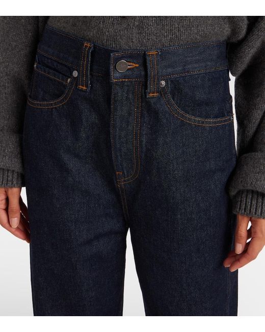 Khaite Blue Benson High-Rise Wide-Leg Jeans