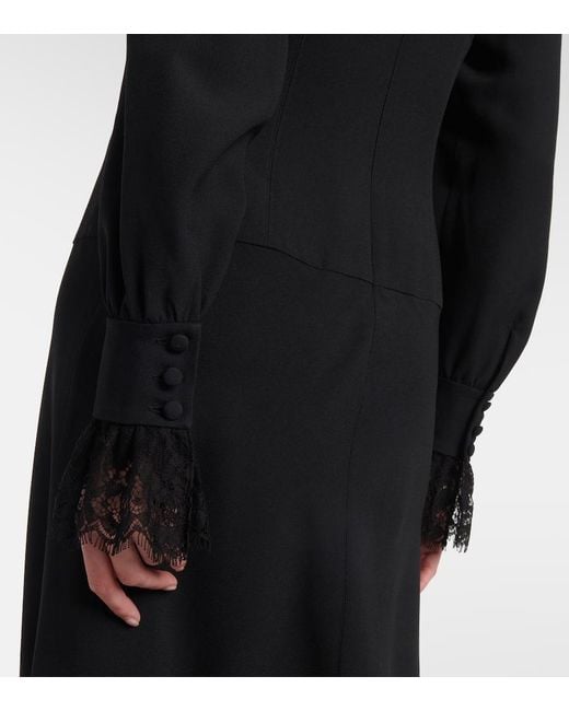Vestido Midi Envers De Saten Con Encaje Alessandra Rich de color Black