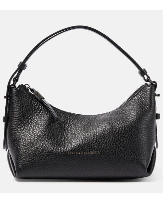 Brunello Cucinelli Black Small Leather Shoulder Bag