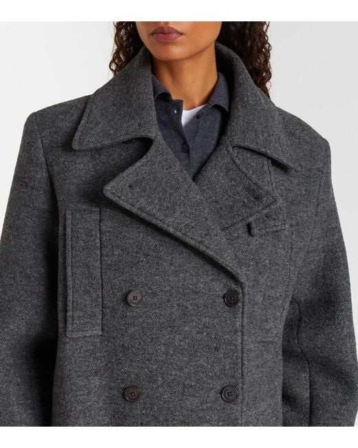 Frankie Shop Black Scothern Virgin Wool Peacoat