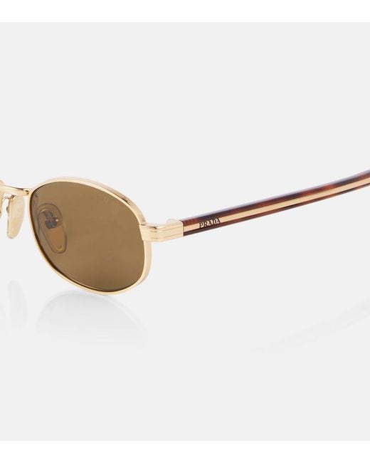 Prada Brown Iconic Plaque Round Sunglasses
