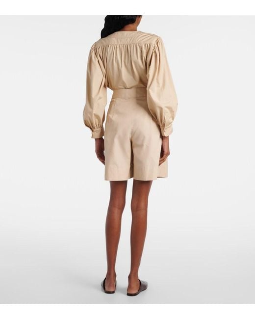 Loro Piana Natural Dorin Cotton Satin Bermuda Shorts