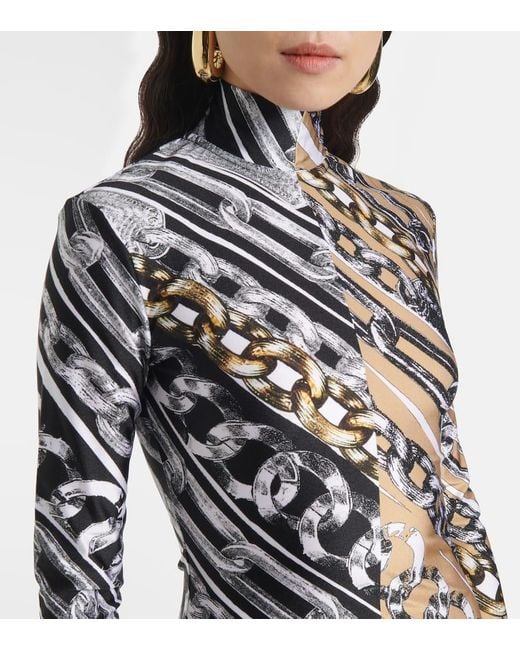 Abito Lungo Con Stampa di Area in White