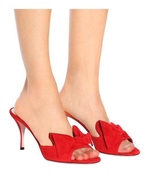 Suede bow shop mules