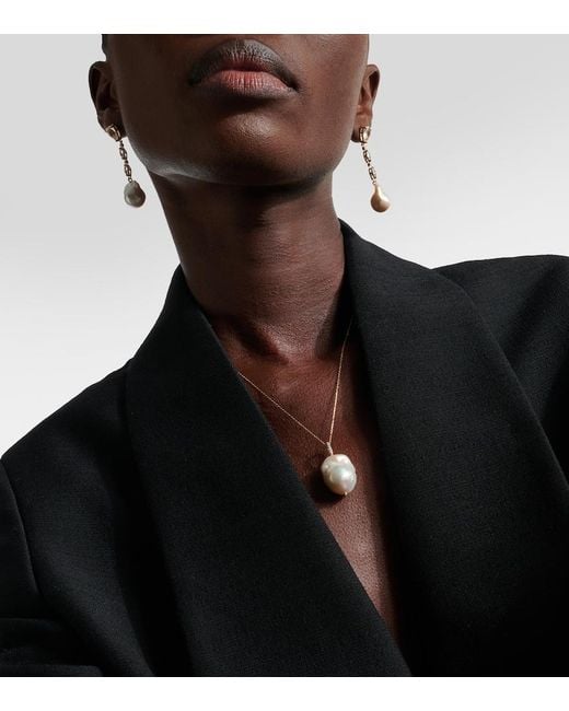 Mateo White 14Kt Necklace With Baroque Pearl And Diamonds