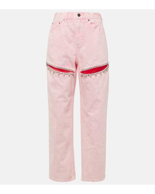 Area Pink Verzierte Straight Jeans