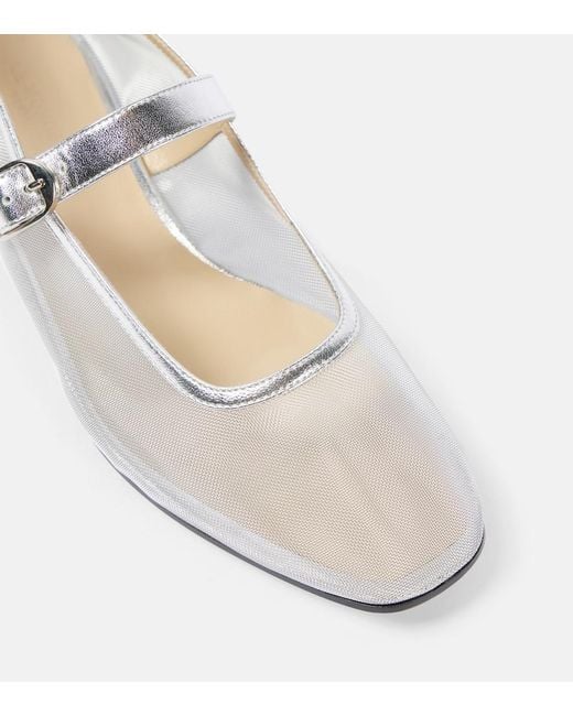 Le Monde Beryl White Leather-Trimmed Mesh Ballet Flats