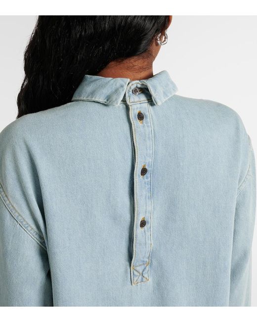 Dries Van Noten Blue Denim Turtleneck Top