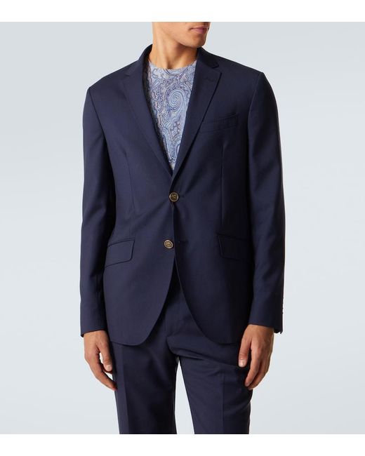 Etro Blue Wool Blazer for men