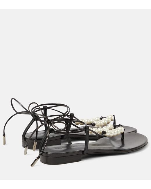 Magda Butrym White Faux Pearl Leather Sandals
