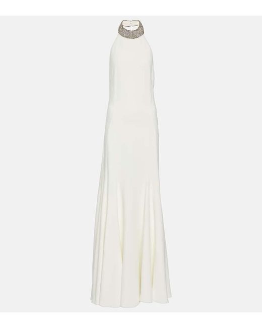 Stella McCartney White Bridal Embellished Halterneck Gown
