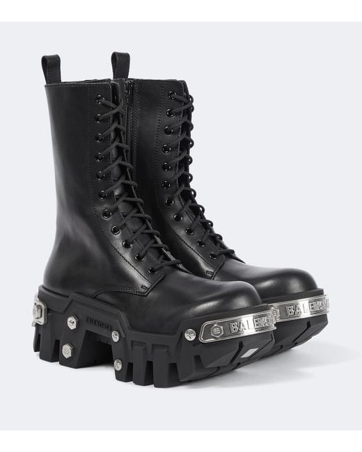 Balenciaga Black Bulldozer Lace-Up Boots for men