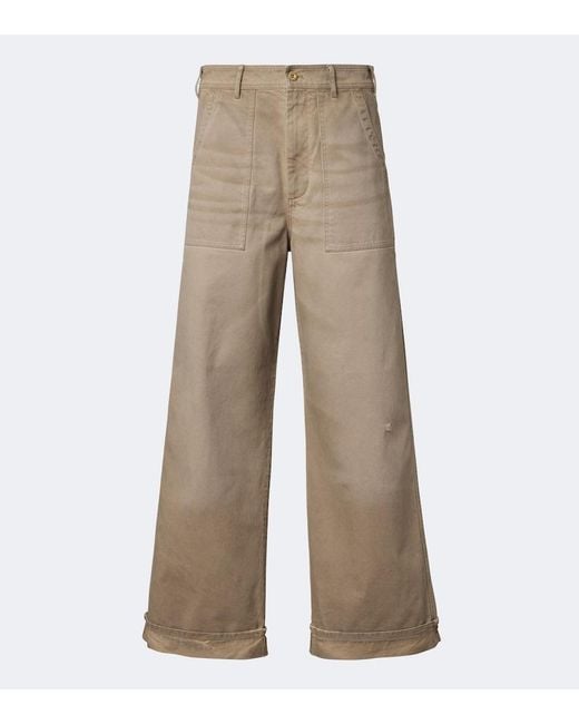 Acne Natural Cotton Twill Wide-Leg Pants for men